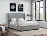 Flynn Grey Linen Textured Fabric Full Bed FlynnGrey-F Meridian Furniture