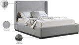 Flynn Grey Linen Textured Fabric King Bed FlynnGrey-K Meridian Furniture