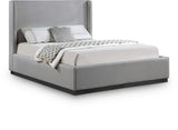 Flynn Grey Linen Textured Fabric King Bed FlynnGrey-K Meridian Furniture