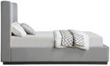 Flynn Grey Linen Textured Fabric King Bed FlynnGrey-K Meridian Furniture