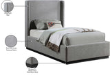 Flynn Grey Linen Textured Fabric Twin Bed FlynnGrey-T Meridian Furniture