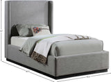 Flynn Grey Linen Textured Fabric Twin Bed FlynnGrey-T Meridian Furniture