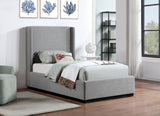 Flynn Grey Linen Textured Fabric Twin Bed FlynnGrey-T Meridian Furniture