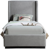 Flynn Grey Linen Textured Fabric Twin Bed FlynnGrey-T Meridian Furniture