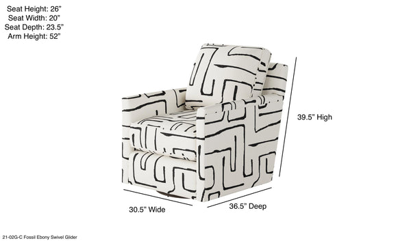 Fusion Fossil Ebony Swivel Glider Accent Chair - Stylish, Comfortable Seating With 360-degree Motion White And Grey Ws ,98% Polypropylene,2% Polyester 21-02g-c Fossil Ebony Swivel Glider