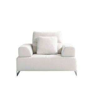 Pasargad Ravenna White Faux Suede Accent Chair - Transformable Design With Sliding Armrest & Backrest White Faux Suede Pslm-012-1