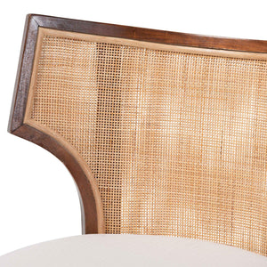 Bali & Pari Franco Acacia Wood Barstool with Rattan Back and Upholstered Cushion