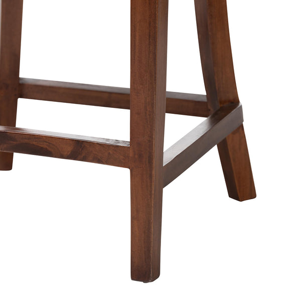 Bali & Pari Franco Acacia Wood Barstool with Rattan Back and Upholstered Cushion