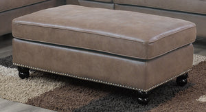 English Elm Cocktail Dorris Fabric Ottoman with Tufted Top and Solid Wood Legs — Stylish Accent Seating Charcoal 36 L x 26 W x 17 H HSESF00F7119