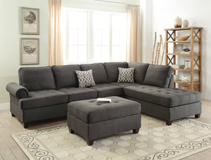 English Elm Cocktail Dorris Fabric Ottoman with Tufted Top and Solid Wood Legs — Stylish Accent Seating Black 37 L x 27 W x 10 H HSESF00F6992