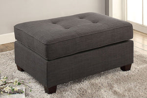 English Elm Cocktail Dorris Fabric Ottoman with Tufted Top and Solid Wood Legs — Stylish Accent Seating Charcoal 36 L x 26 W x 17 H HSESF00F7119