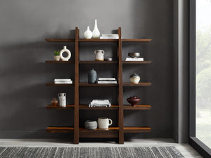 Greenington Magnolia Solid Bamboo Bookcase Five Shelf Mid Century Display Unit for Living Room Black Walnut G0013BL