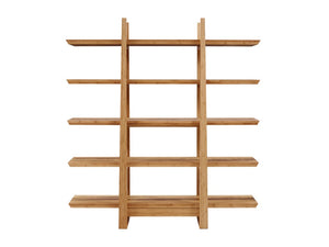 Greenington Magnolia Five Shelf Solid Moso Bamboo Bookcase Eco Friendly Mid Century Modern Storage Caramelized/Exotic Tiger G0013E