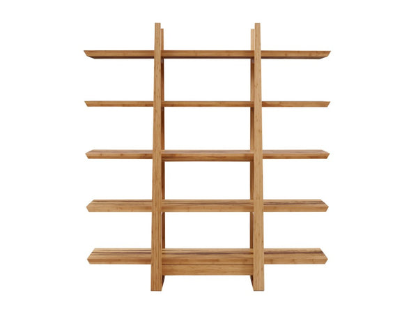 Greenington Magnolia Five Shelf Solid Moso Bamboo Bookcase Eco Friendly Mid Century Modern Storage Caramelized/Exotic Tiger G0013E