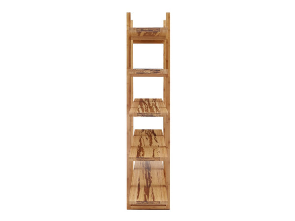 Greenington Magnolia Five Shelf Solid Moso Bamboo Bookcase Eco Friendly Mid Century Modern Storage Caramelized/Exotic Tiger G0013E