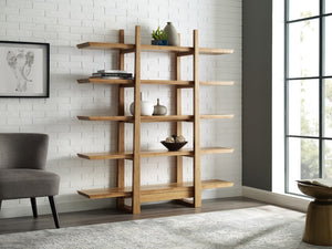 Greenington Magnolia Five Shelf Solid Moso Bamboo Bookcase Eco Friendly Mid Century Modern Storage Caramelized/Exotic Tiger G0013E