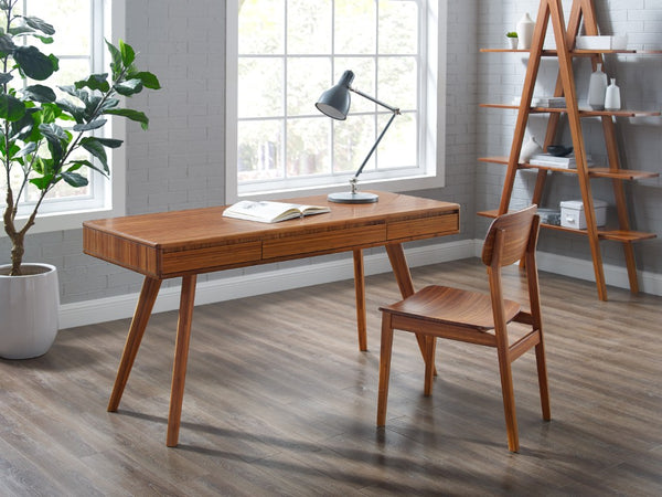 Greenington Currant Solid Bamboo Dining Chair Set Mid-century Modern Eco Friendly Tapered Legs Amber G0023AM