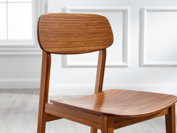 Greenington Currant Solid Bamboo Dining Chair Set Mid-century Modern Eco Friendly Tapered Legs Amber G0023AM