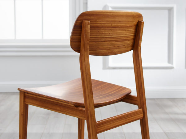 Greenington Currant Solid Bamboo Dining Chair Set Mid-century Modern Eco Friendly Tapered Legs Amber G0023AM