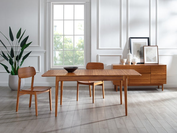 Greenington Currant Solid Bamboo Dining Chair Set Mid-century Modern Eco Friendly Tapered Legs Amber G0023AM