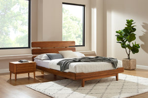 Greenington Currant Queen Platform Bed Solid Bamboo Wide Slat Headboard Scandinavian Modern Frame Amber G0026AM