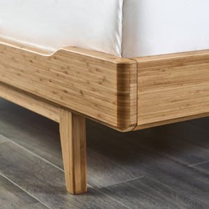 Greenington Currant Queen Platform Bed Solid Bamboo Wide Slat Headboard Scandinavian Modern Frame Caramelized G0026CA