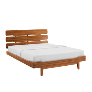 Greenington Currant Eastern King Platform Bed Solid Bamboo Scandinavian Minimalist Frame with Slat Headboard Amber G0027AM