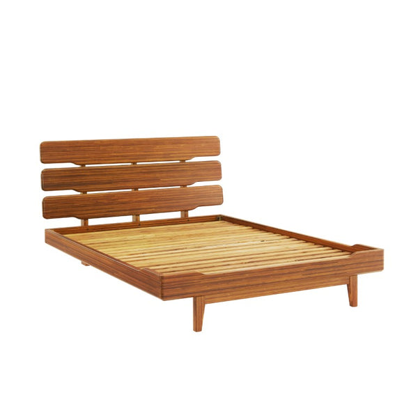 Greenington Currant Eastern King Platform Bed Solid Bamboo Scandinavian Minimalist Frame with Slat Headboard Amber G0027AM