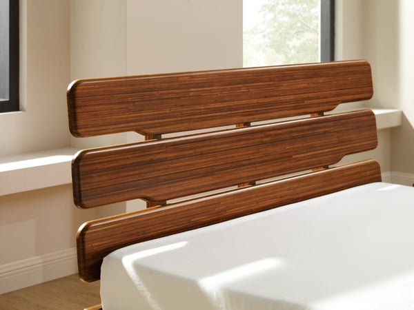 Greenington Currant Eastern King Platform Bed Solid Bamboo Scandinavian Minimalist Frame with Slat Headboard Amber G0027AM