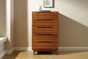 Greenington Currant Five Drawer Solid Bamboo Tall Chest Scandinavian Minimalist Bedroom Storage Amber G0029AM