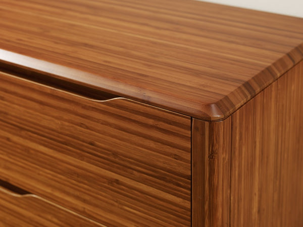 Greenington Currant Five Drawer Solid Bamboo Tall Chest Scandinavian Minimalist Bedroom Storage Amber G0029AM