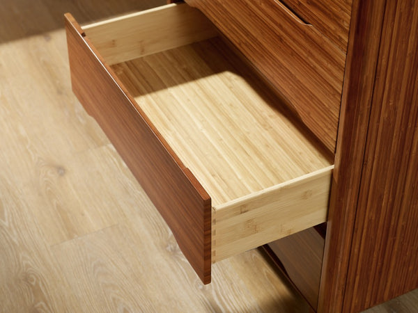 Greenington Currant Five Drawer Solid Bamboo Tall Chest Scandinavian Minimalist Bedroom Storage Amber G0029AM