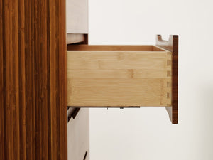 Greenington Currant Five Drawer Solid Bamboo Tall Chest Scandinavian Minimalist Bedroom Storage Amber G0029AM