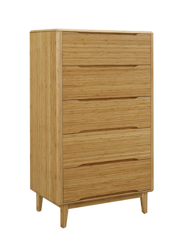 Greenington Currant Solid Bamboo Five Drawer High Chest Eco Friendly Mid Century Bedroom Storage Caramelized G0029CA