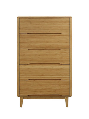 Greenington Currant Solid Bamboo Five Drawer High Chest Eco Friendly Mid Century Bedroom Storage Caramelized G0029CA