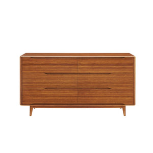 Greenington Currant Six Drawer Double Dresser Solid Bamboo Scandinavian Modern Bedroom Storage Amber G0030AM