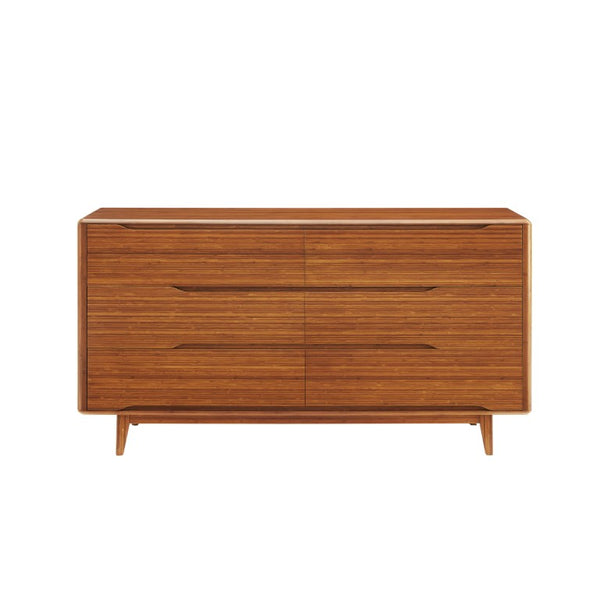 Greenington Currant Six Drawer Double Dresser Solid Bamboo Scandinavian Modern Bedroom Storage Amber G0030AM