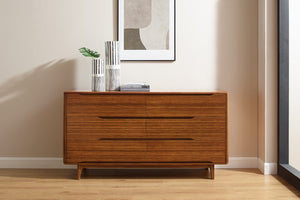 Greenington Currant Six Drawer Double Dresser Solid Bamboo Scandinavian Modern Bedroom Storage Amber G0030AM