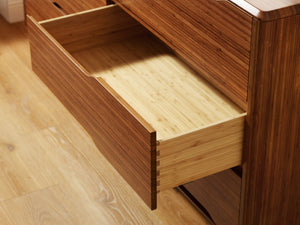 Greenington Currant Six Drawer Double Dresser Solid Bamboo Scandinavian Modern Bedroom Storage Amber G0030AM