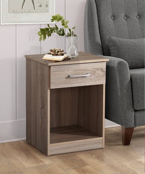 English Elm Charming Nightstand In Warm Sandle Wood - Compact Storage Solution For Cozy Bedrooms & Apartments B078112009