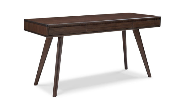 Greenington Currant Solid Bamboo Writing Desk Mid-century Danish Modern Style with Three Storage Drawers Black Walnut G0047BL