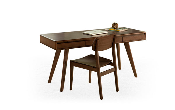 Greenington Currant Solid Bamboo Writing Desk Mid-century Danish Modern Style with Three Storage Drawers Black Walnut G0047BL