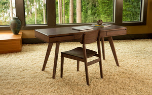 Greenington Currant Solid Bamboo Writing Desk Mid-century Danish Modern Style with Three Storage Drawers Black Walnut G0047BL