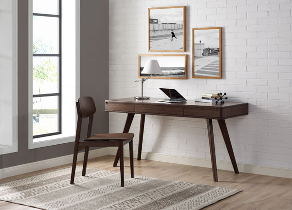 Greenington Currant Solid Bamboo Writing Desk Mid-century Danish Modern Style with Three Storage Drawers Black Walnut G0047BL