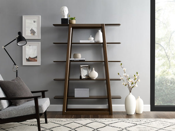 Greenington Currant Solid Bamboo Bookshelf Mid-century Danish Modern Storage for Home Office Black Walnut G0048BL
