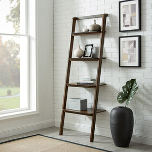 Greenington Currant Solid Bamboo Leaning Shelf Mid-century Danish Modern Open Display Bookcase Black Walnut G0049BL
