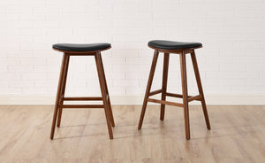 Greenington Corona Solid Bamboo Counter Stools with Leather Seats Sustainable Set of 2 G0055E