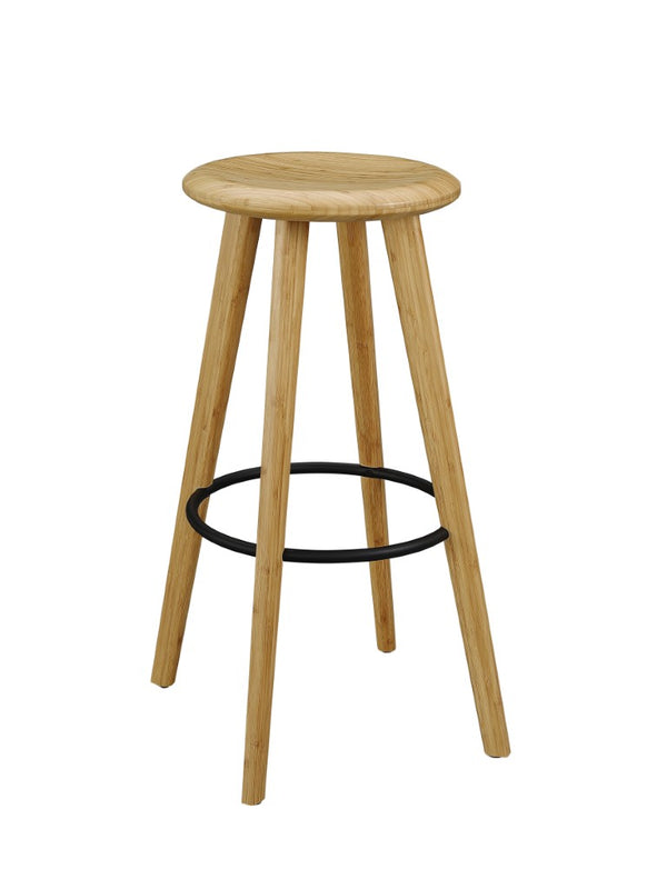 Greenington Mimosa Solid Bamboo Bar Stools Ergonomic Sculpted Seat with Steel Footrest Set of 2 G0064CA