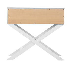 English Elm Elegant Croc-Textured Nightstand with Drawer for Space-Saving Storage, Modern Particleboard Design, 25"H x 27"W x 16"D White 20 L x 16 W x 36 H B078107820