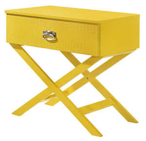 English Elm Stylish Yellow Accent Nightstand with Textured Drawer, Compact 25"H x27"W x16"D, Bright Finish, Quick Assembly B078107821